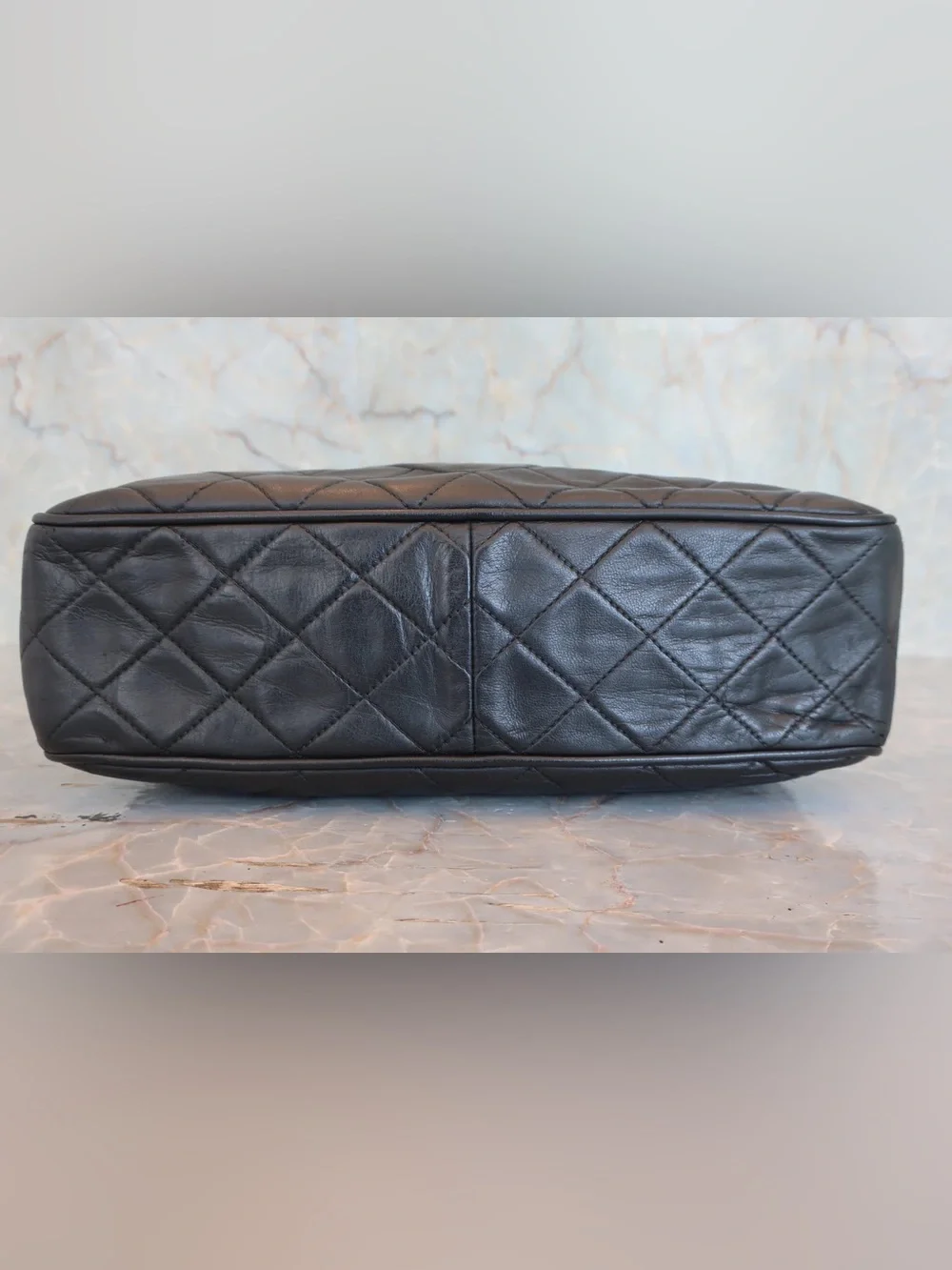 Authentic CHANEL black lambskin vintage 24k gold CC camera bag crossbody